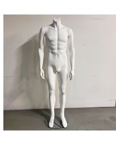 Headless herremannequin. Hvid high gloss, mat. Står ret - trænet