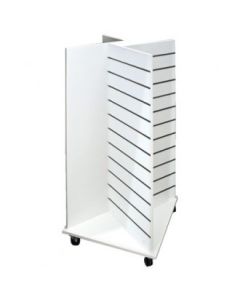 Gondol med rillepanel. 10 cm. Rilleafstand. X-model i hvid højglans. 60 x 60 x H131.5 inkl. hjul