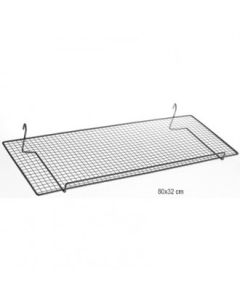 Trådhylde, lige, til gitter, sort hammerlak,  L80 x 32 cm, med forkant