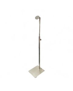 Taskedisplay, højdejusterbar, med firkantet fod, børstet satin. ovalrund ophæng, H42-71 cm