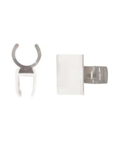 Skilteclips. Plast. Hvid/klar t/ plastrammer