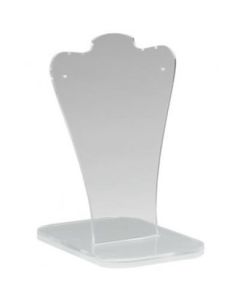 Halssmykkedisplay på fod. H 22 cm. Akryl. Busteform