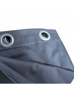 Forhæng, lys grå velour med Ringe Ø40 mm L 196 X B 135 cm ( 4 cm ned til center i ringe )