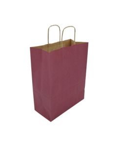 Auberginefarvet papirspose 24 x 12 x 31 cm. 50 stk.