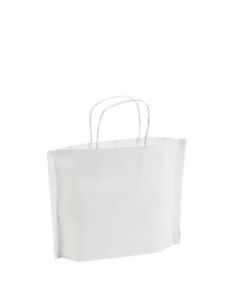 Hvid papirpose 30x8x24 cm. 50 stk.