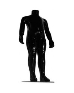 Family børnemannequin. Sort high gloss. 2-4 år. H 73 cm. Rund glas fodplade