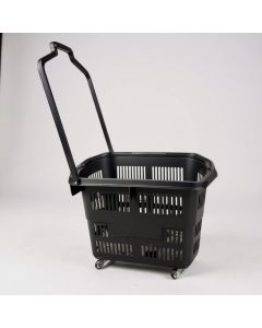 Indkøbskurv 55 liter med hjul. Sort plast