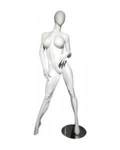 Lingeri damemannequin. Hvid, mat med faceless hoved. Flot bryst. H176 cm.