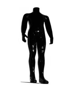 Family børnemannequin. Sort high gloss. 4-6 år. H 90 cm. Rund glas fodplade