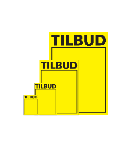 Tilbudsskilte i pap. Gul. Vælg størrelse