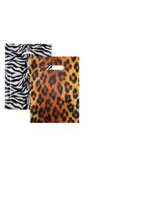 Plastposer m/ tryk - Leopard eller Zebra - Lille H 30 cm. 100 stk. Vælg tryk
